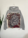 Gray cat tapestry hoodie (L)