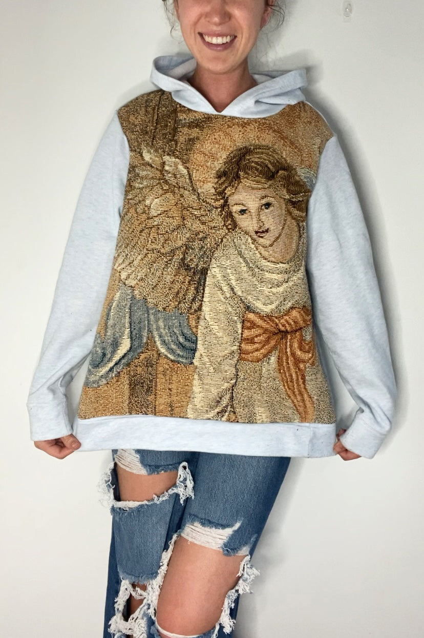 Light blue angel tapestry hoodie (M / L)