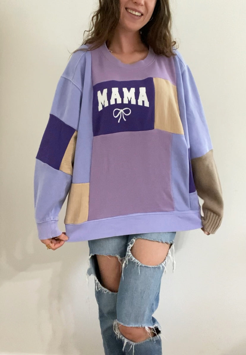 Purple mama patchwork crewneck (M / L)