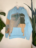 Blue patchwork tapestry mama hoodie (L)