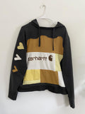 Brown and yellow heart patchwork hoodie