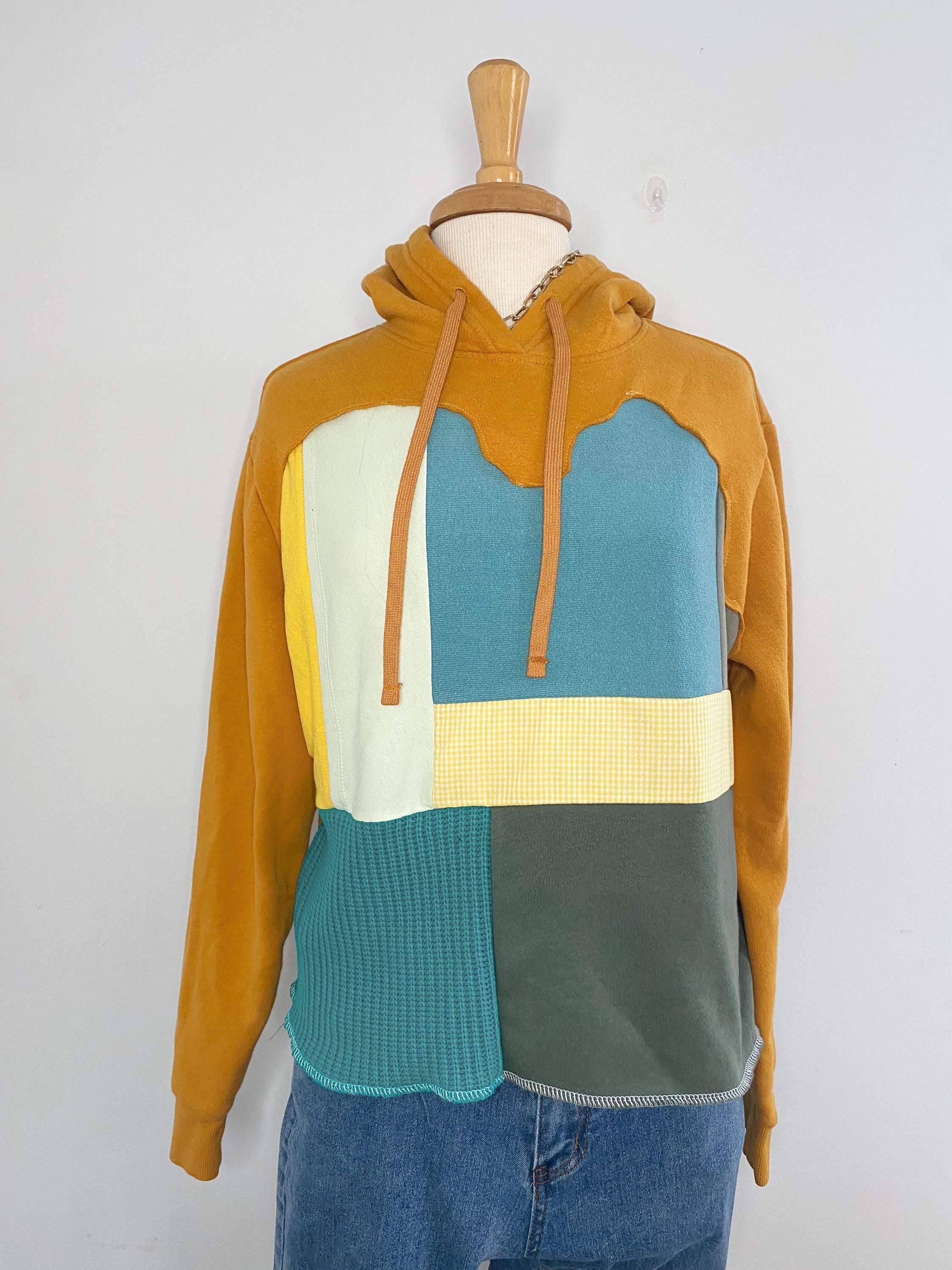 Colorblock patchwork hoodie (M)