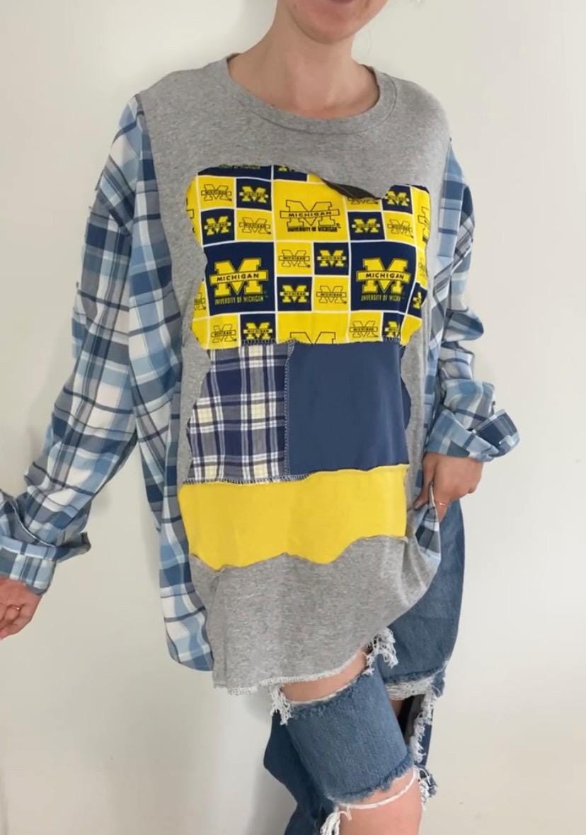 Michigan patchwork t-shirt flannel Unisex (M/L)