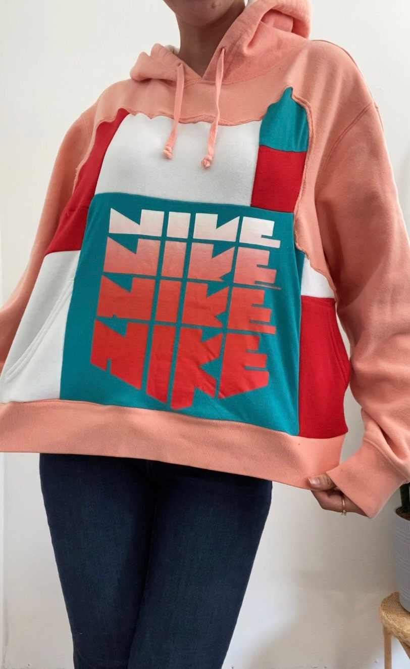 Asymmetrical Patchwork Hoodie Sweatshirt (S)