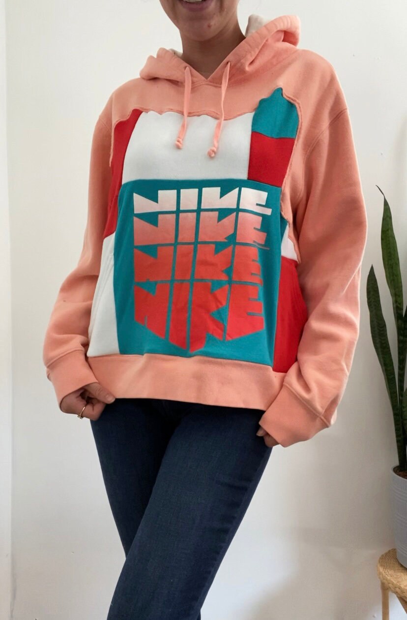 Asymmetrical Patchwork Hoodie Sweatshirt (S)