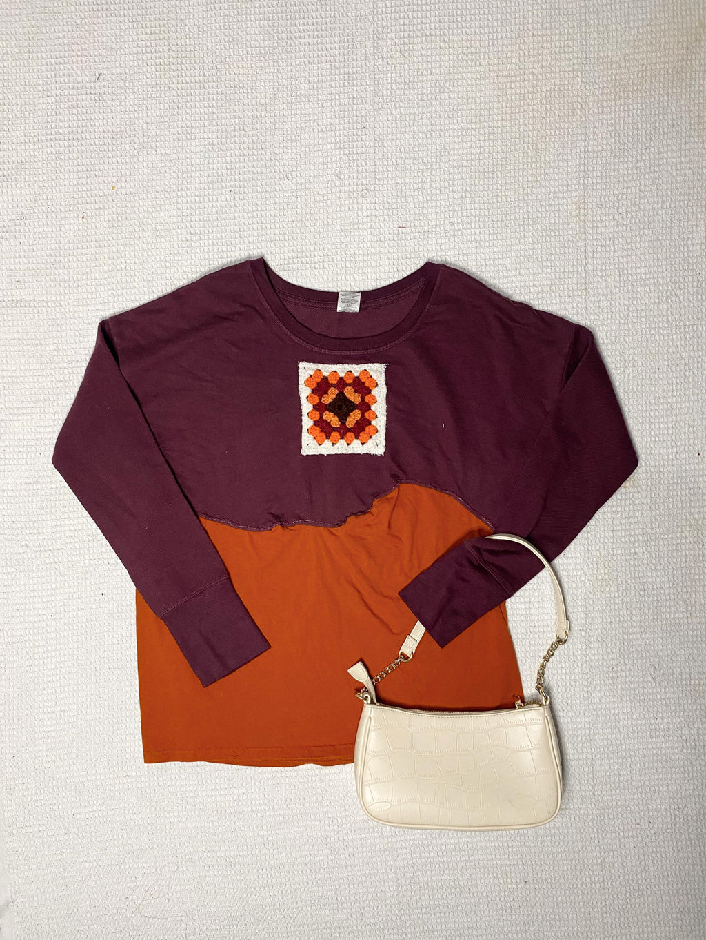 Granny square patch boho long sleeve (L)