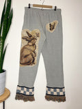 Tapestry spring-inspired fringe sweatpants