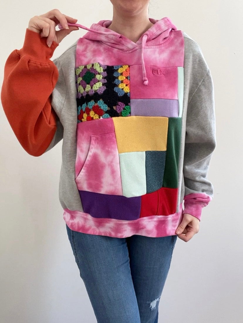 Colorful patchwork hoodie (S)