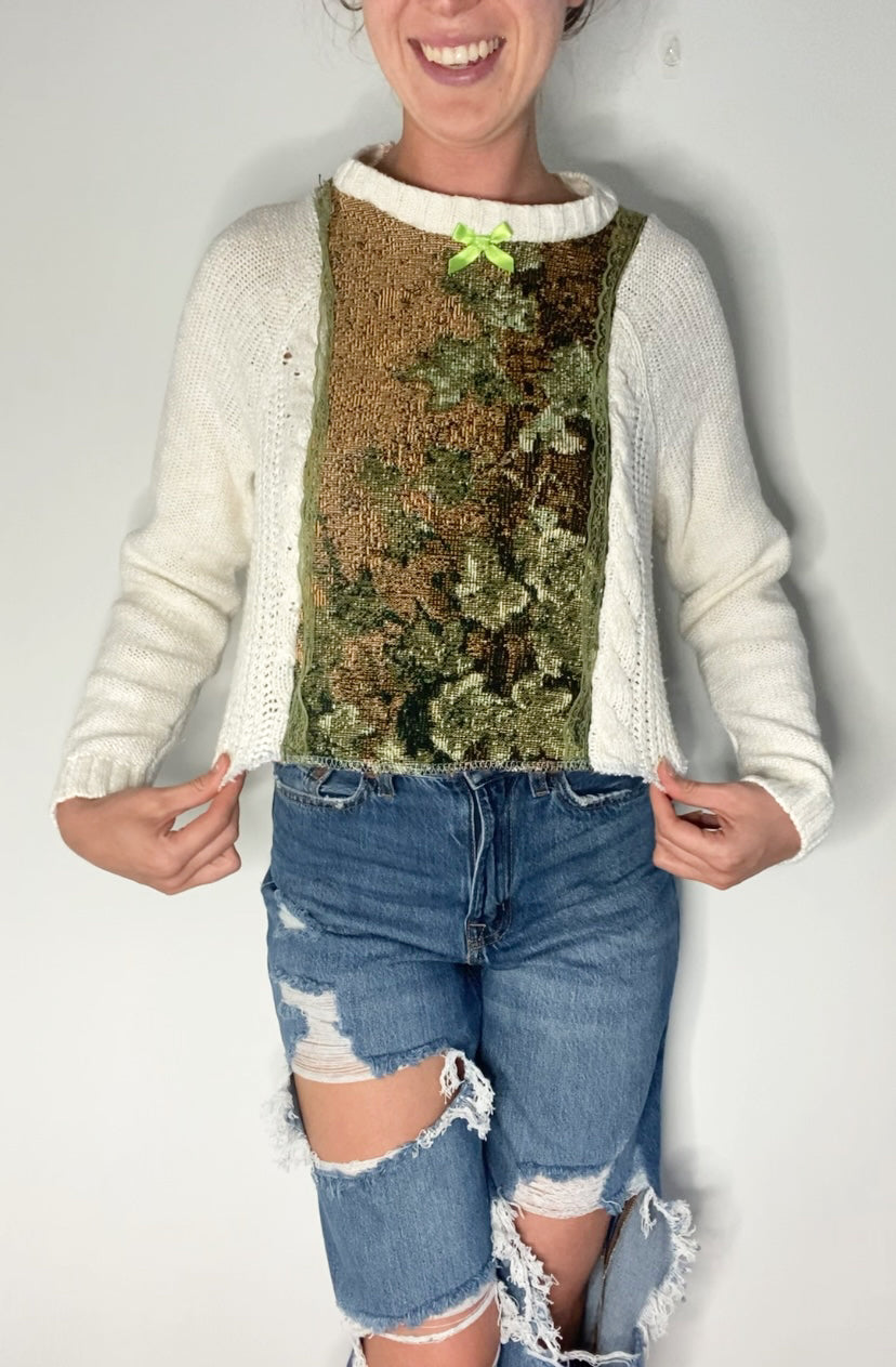 Leafy tapestry sweater (S)