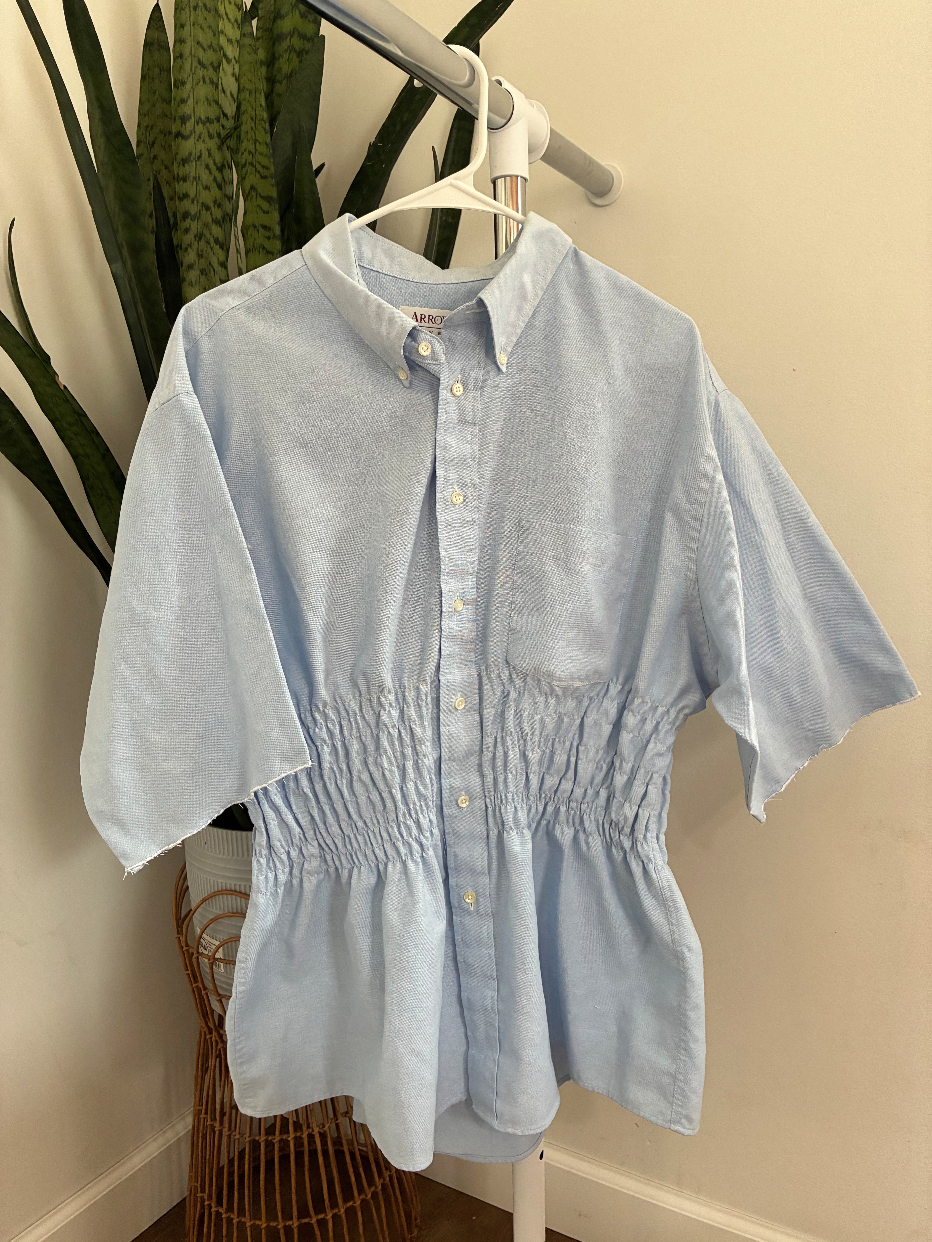 Cinched waist button down top (L / XL)