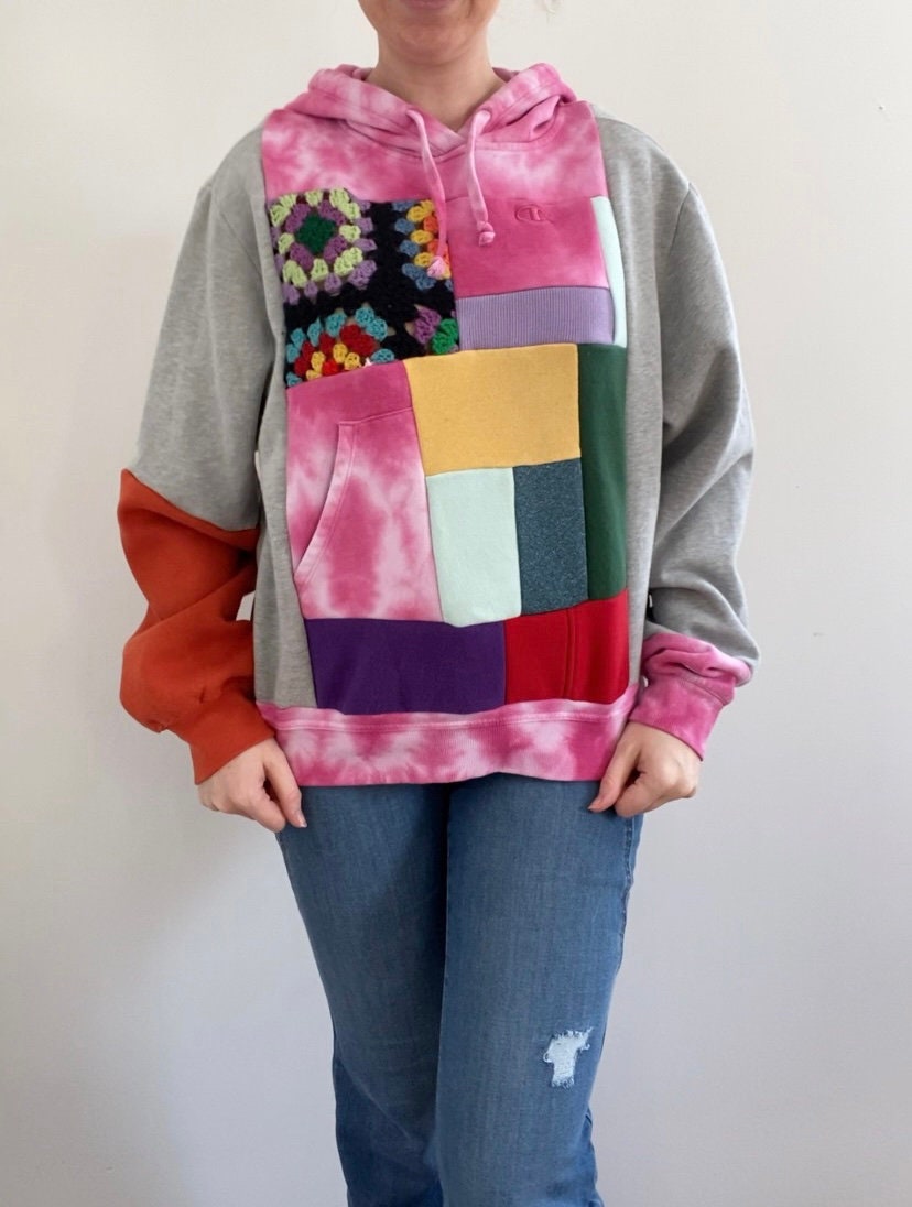 Colorful patchwork hoodie (S)