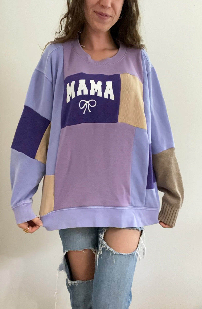 Purple mama patchwork crewneck (M / L)