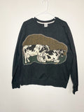 Cow tapestry patch crewneck (L)