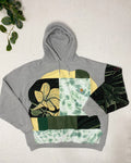 Green floral plant patchwork hoodie (2X)