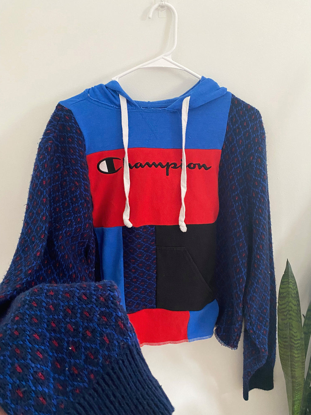Patchwork sweater hoodie (M)
