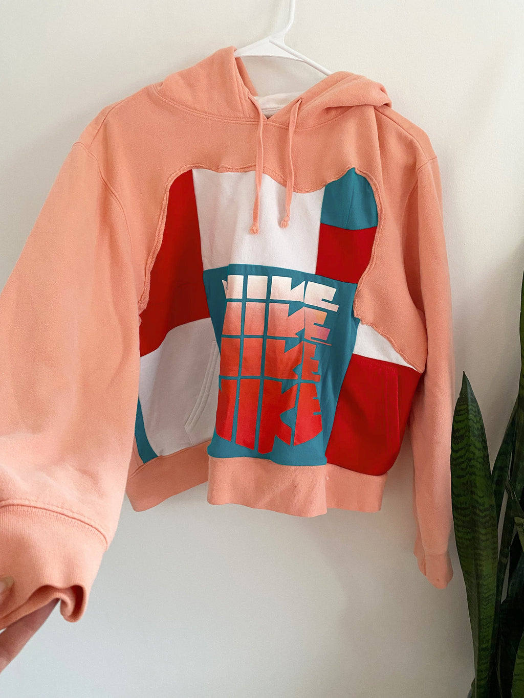 Asymmetrical Patchwork Hoodie Sweatshirt (S)