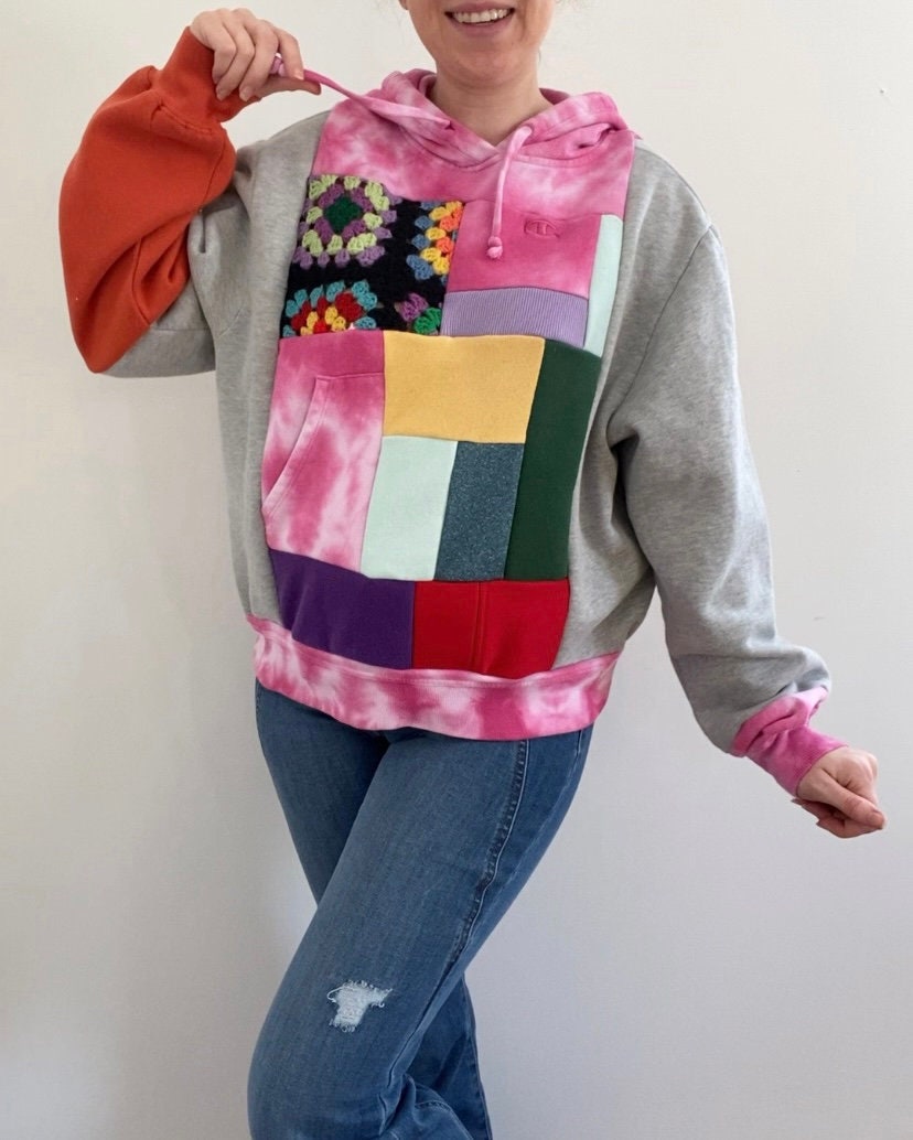 Colorful patchwork hoodie (S)