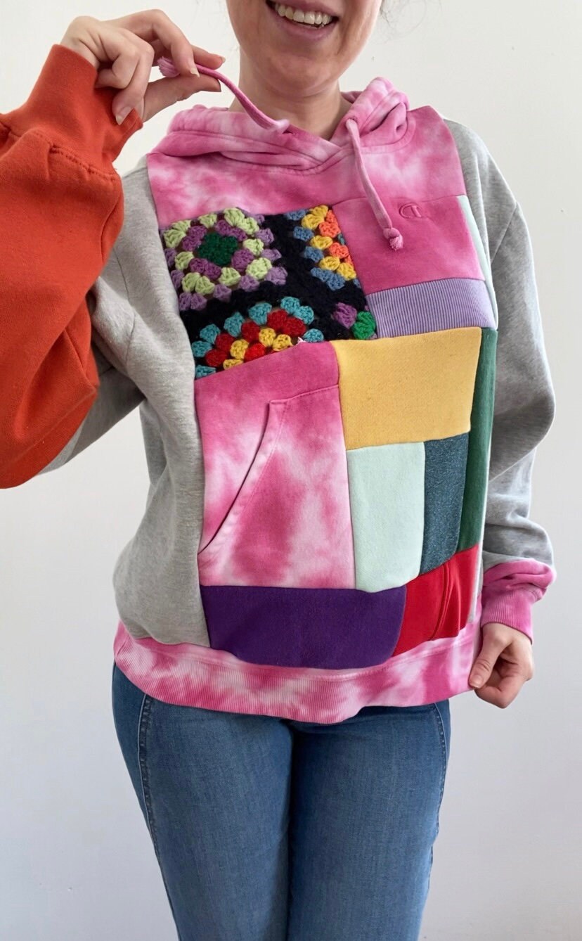Colorful patchwork hoodie (S)