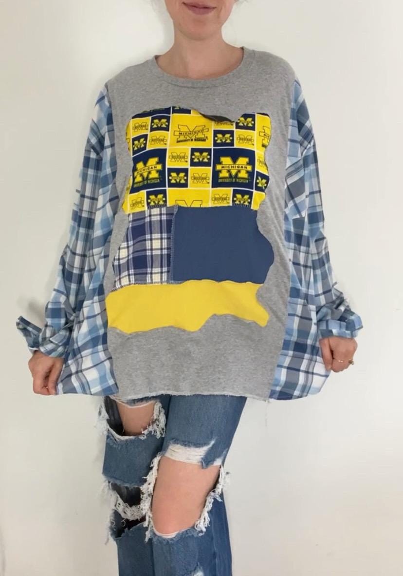 Michigan patchwork t-shirt flannel Unisex (M/L)